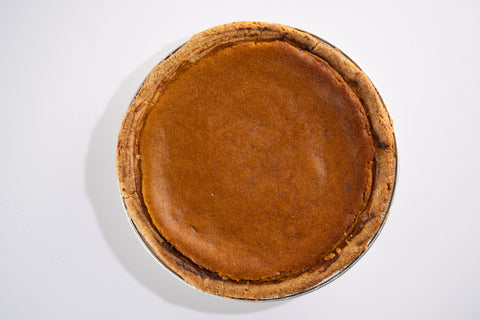Overhead shot of a Vegan, Gluten-Free, and Kosher Pumpkin Pie.